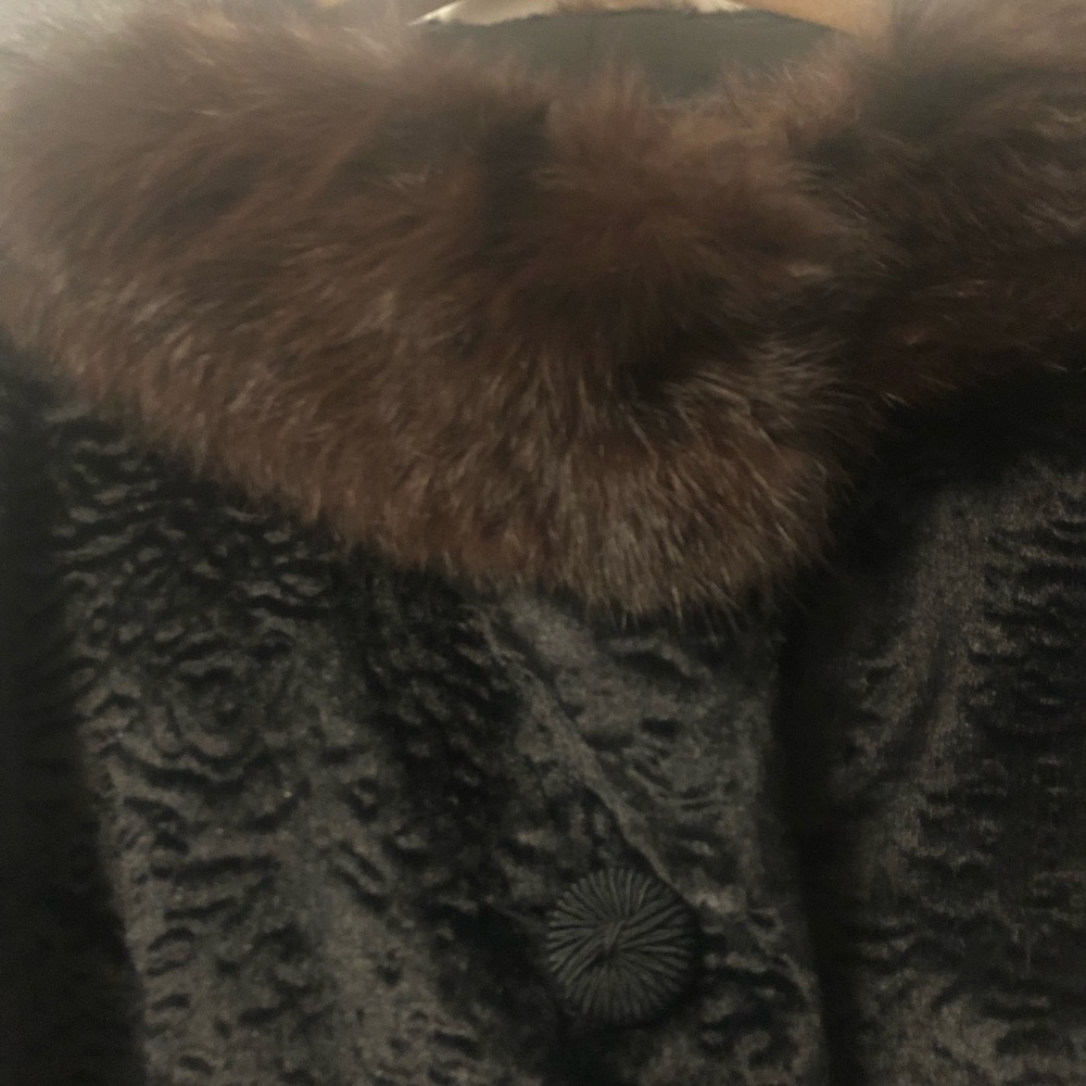 Vintage curly Persian lamb wool jacket mink collar - Picture 4 of 5